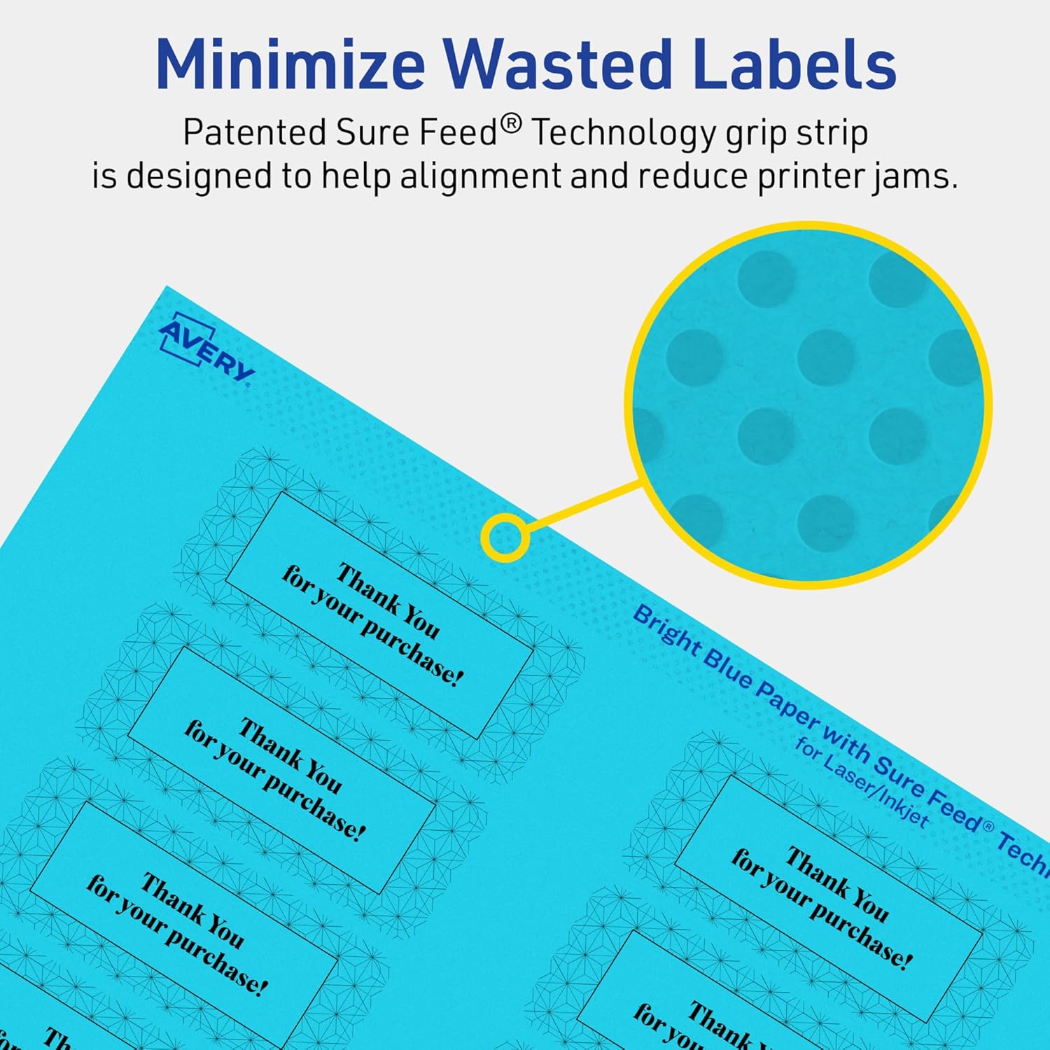 Avery Printable Rectangle Labels, Sure Feed Technology, 1" x 2-5/8", Bright Blue Labels, Print-to-The-Edge