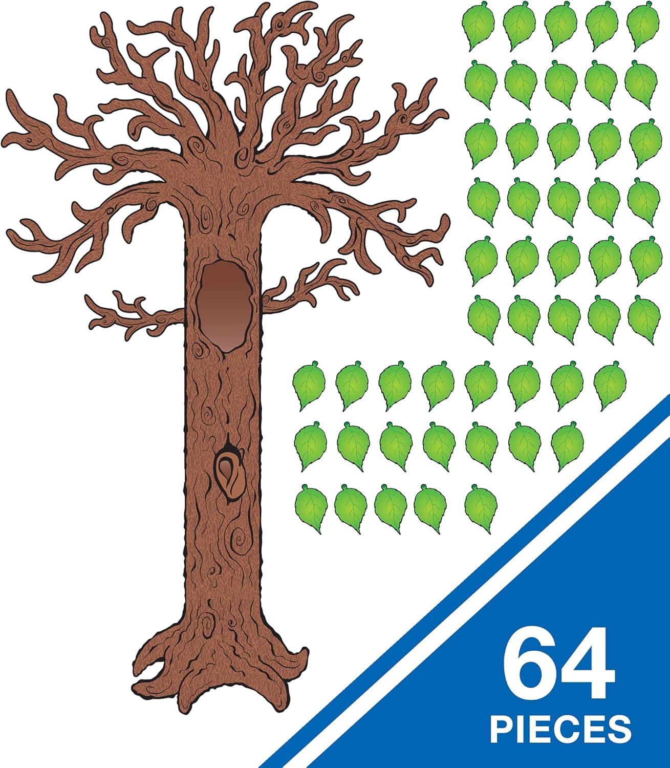 Carson Dellosa 64 pc Tree Bulletin Board Set, Tree Wall Decor and Leaf Cutouts for Classroom Decor