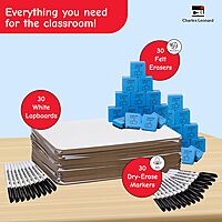 CHARLES LEONARD Dry Erase Lapboard Class Pack with Markers and Erasers