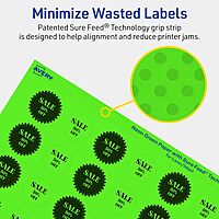 Avery Printable Starburst Labels, Sure Feed Technology, 1", Neon Green Labels, Print-to-The-Edge, Laser/Inkjet, 480 Total, Great for Mailing Seals and Planner Stickers 480 labels