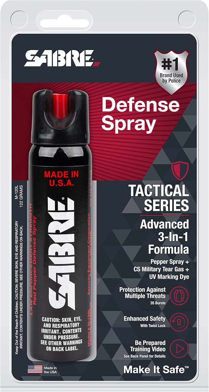 SABRE Magnum 120 3-In-1 Defense Spray, 35 Bursts, 12-Foot (4-Meter) Range, Triple Protection Formula Contains Pepper Spray