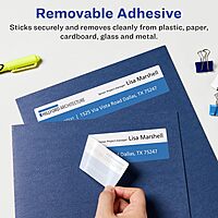 Avery Matte White Removable Rectangle Labels, Sure Feed Technology, Print-to-The-Edge, 2.5" x 7", 45 Removable Labels, Laser/Inkjet Printable 45 labels