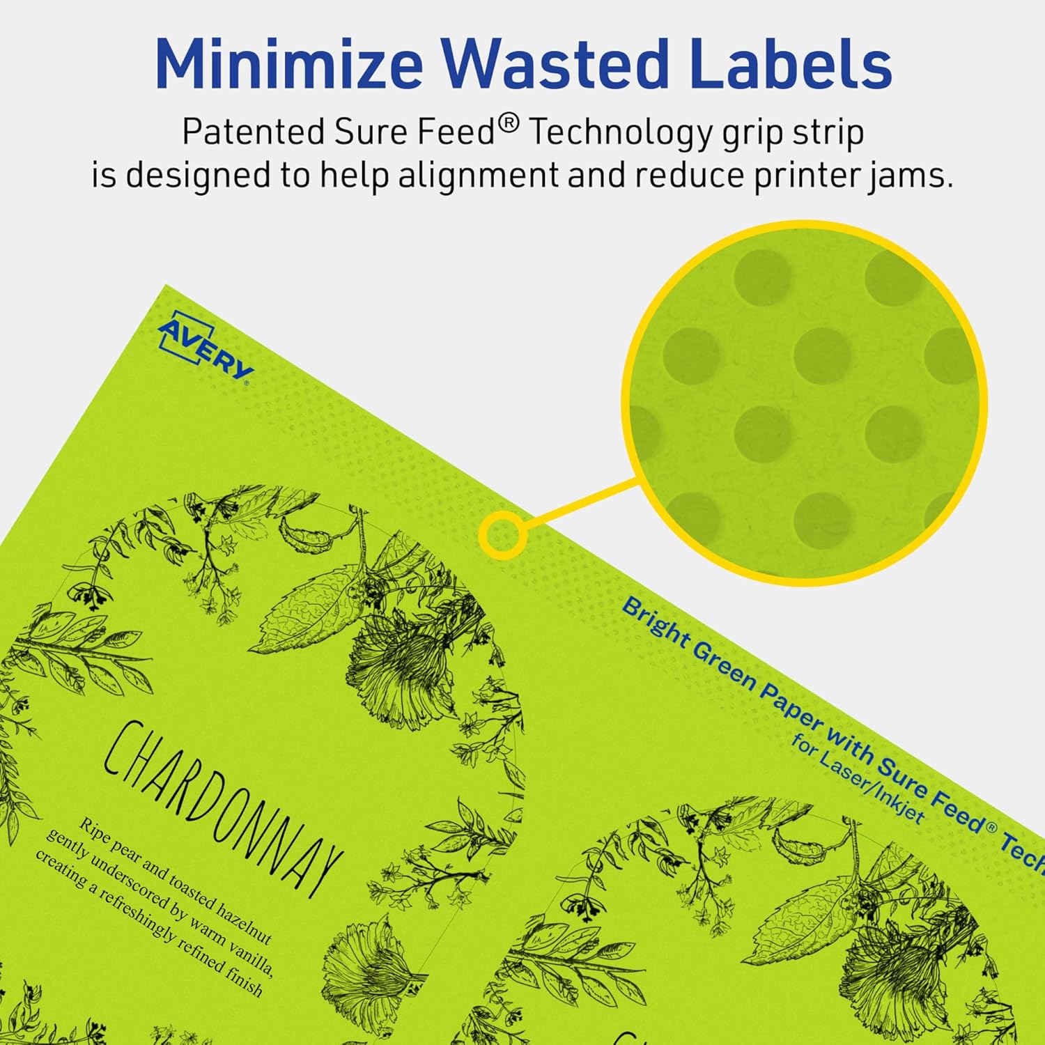 Avery Printable Arched Labels, Sure Feed Technology, 4-3/4" x 3-1/2", Bright Green, Print-to-The-Edge, Laser/Inkjet Printable