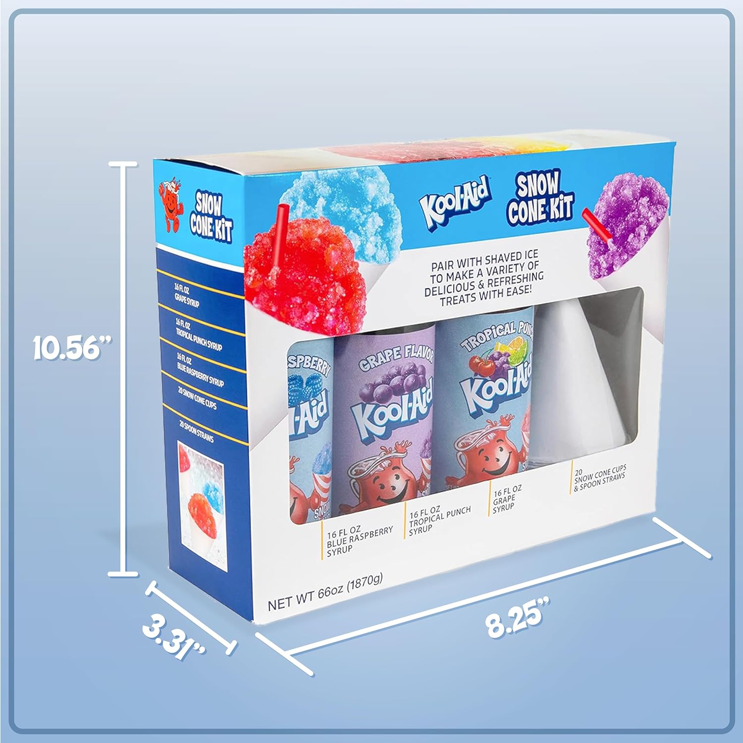 NOSTALGIA Snow Cone Syrup Party Kit with Cups and Spoon-Straws