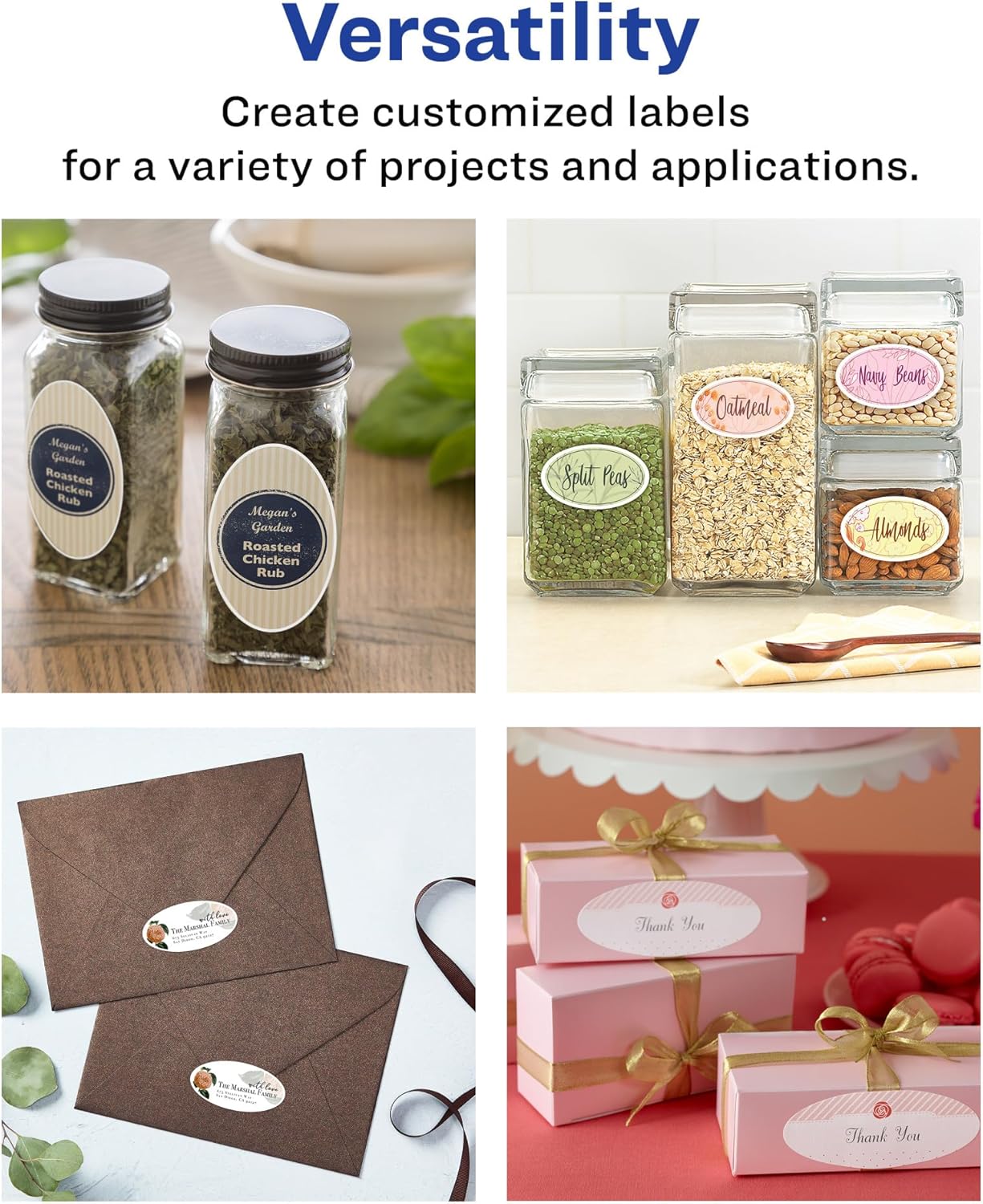 Avery Matte White Removable Oval Labels, Sure Feed Technology, Print-to-The-Edge