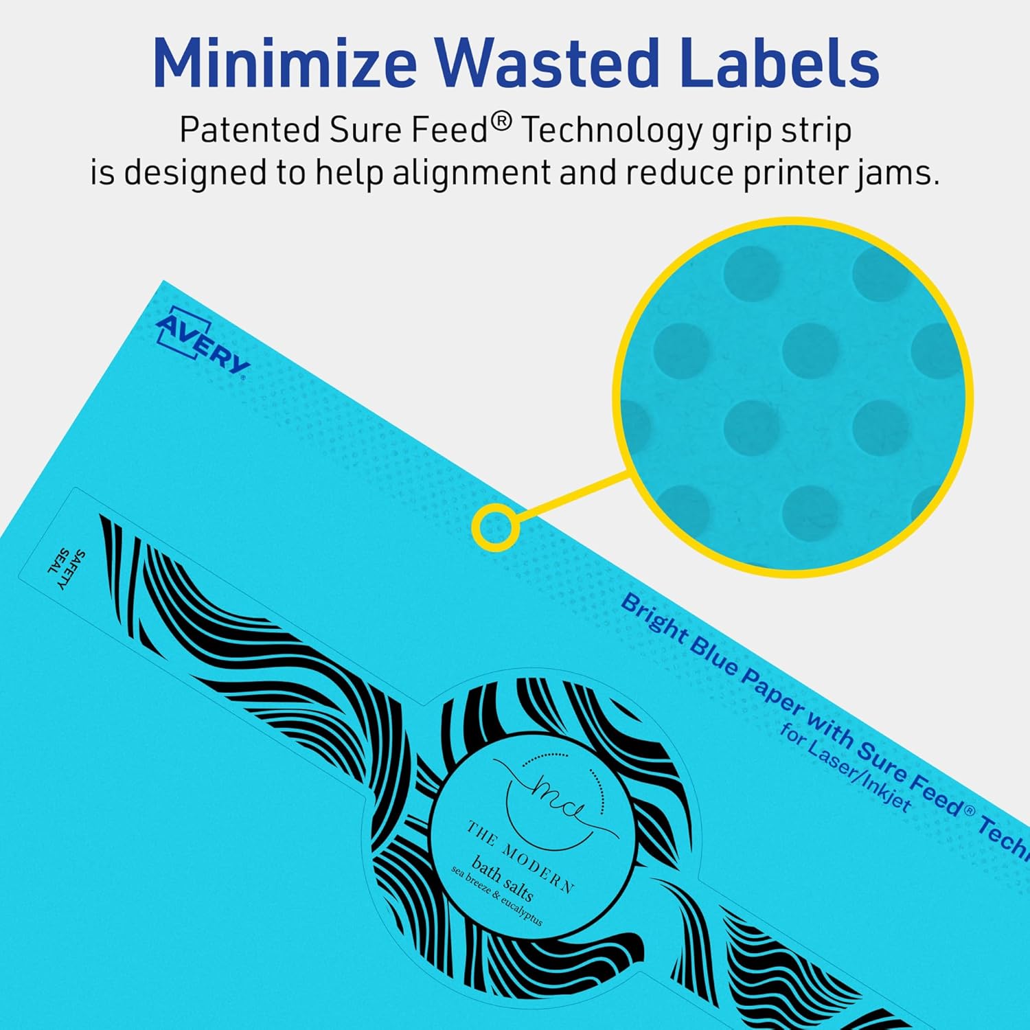 Avery Printable Wraparound Band Labels, Sure Feed Technology, 2-3/8" x 8", Bright Blue, Cigar Band Labels