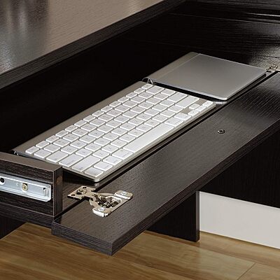 Sauder Palladia L-Shaped Desk with Drawers, File Cabinet Storage & Keyboard Tray