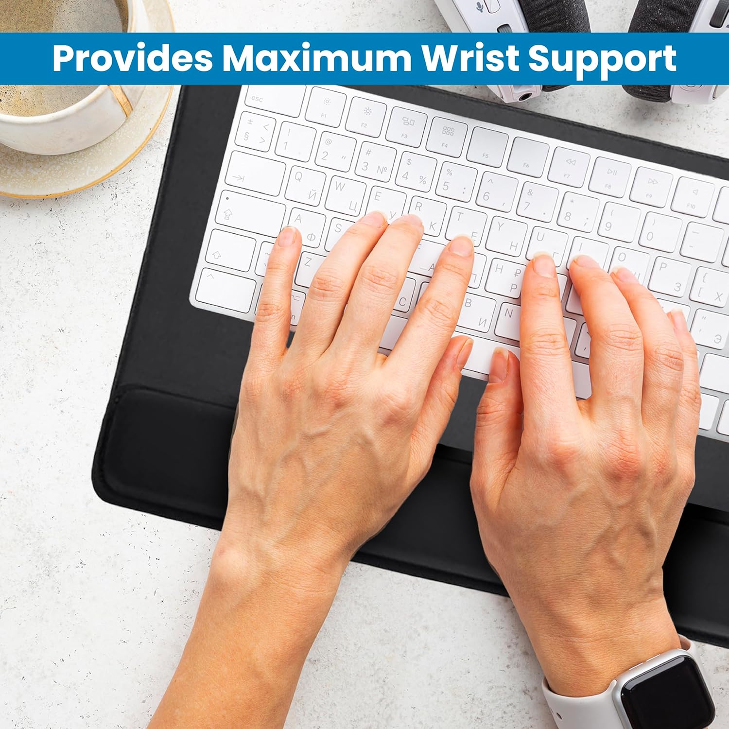 OTM Essentials 22" Foam Keyboard Wrist Rest, Non-Slip Base, Lycra Exterior, Foam Padding Interior, Optimum Wrist Support