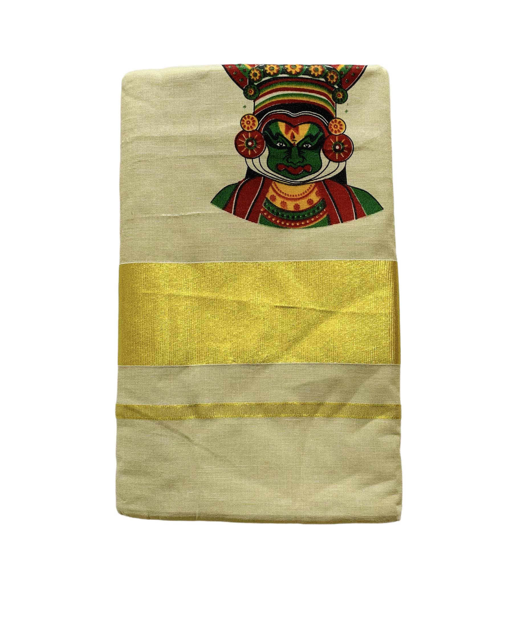 Women Cotton Kuthampully Kerala Kasavu Saree Tissue Mural Painted | Traditional South Indian Saree | Onam Saree - Multi Color Ktm-622