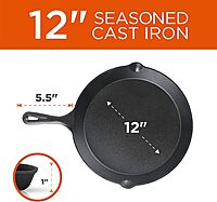 COMMERCIAL CHEF Pre-Seasoned Cast Iron Skillets