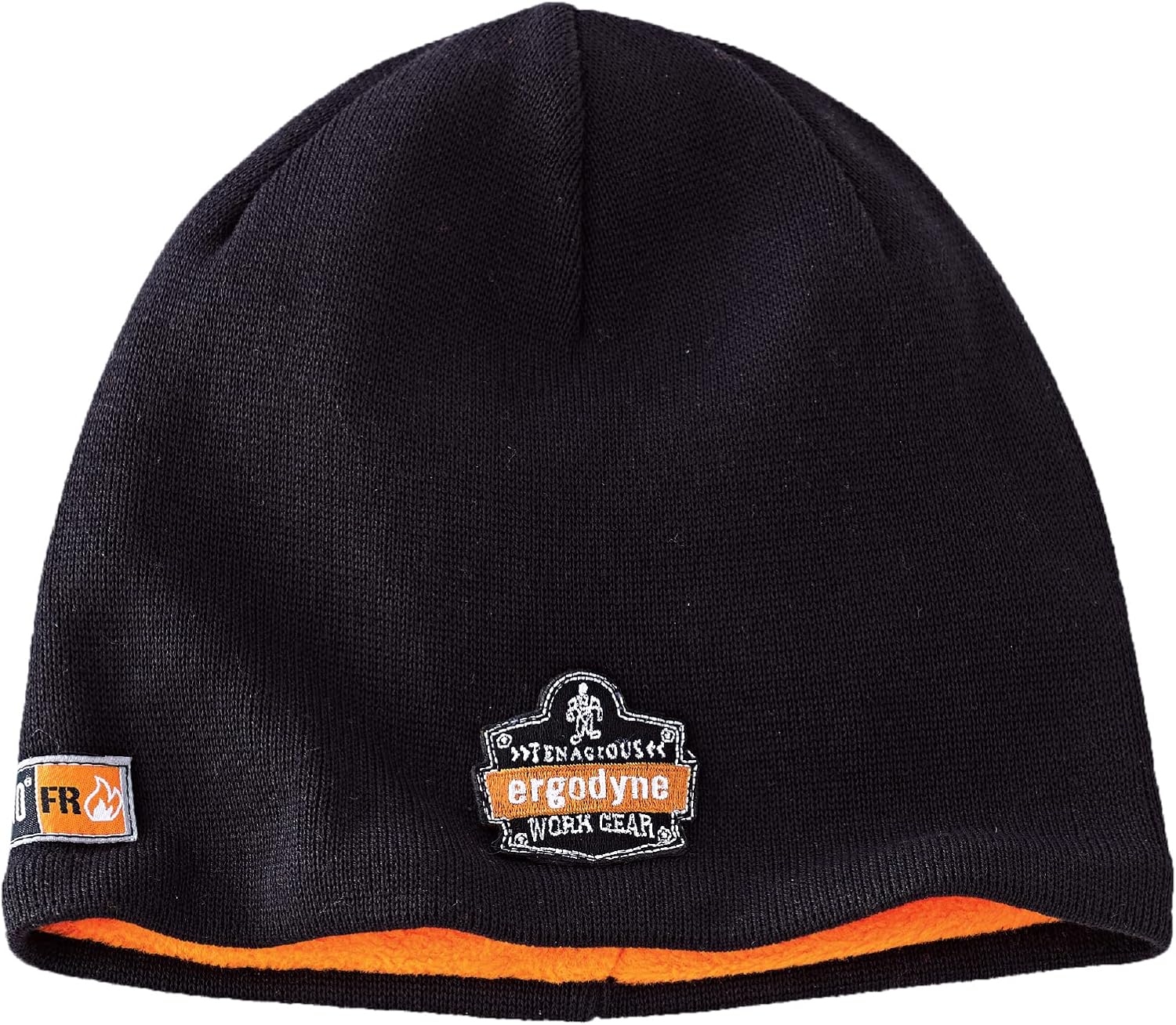 Ergodyne N-Ferno 6820 Fire Resistant Thermal Knit Beanie Cap, Black Black/Orange Cap