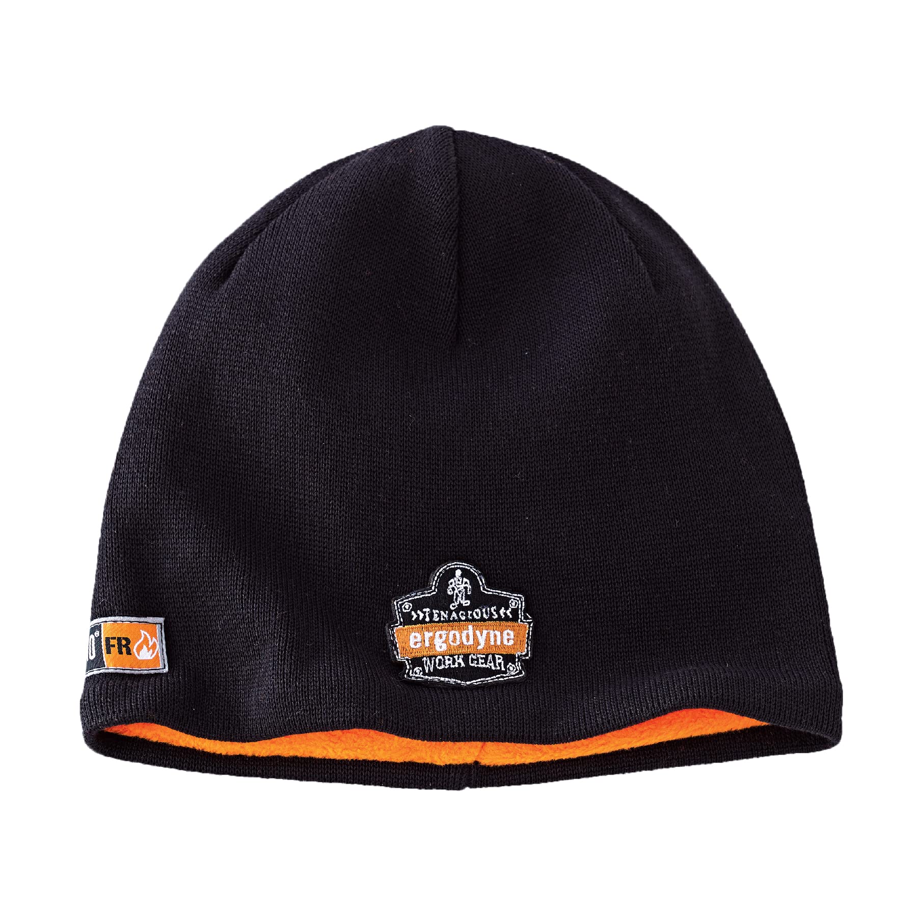 Ergodyne N-Ferno 6820 Fire Resistant Thermal Knit Beanie Cap, Black Black/Orange Cap