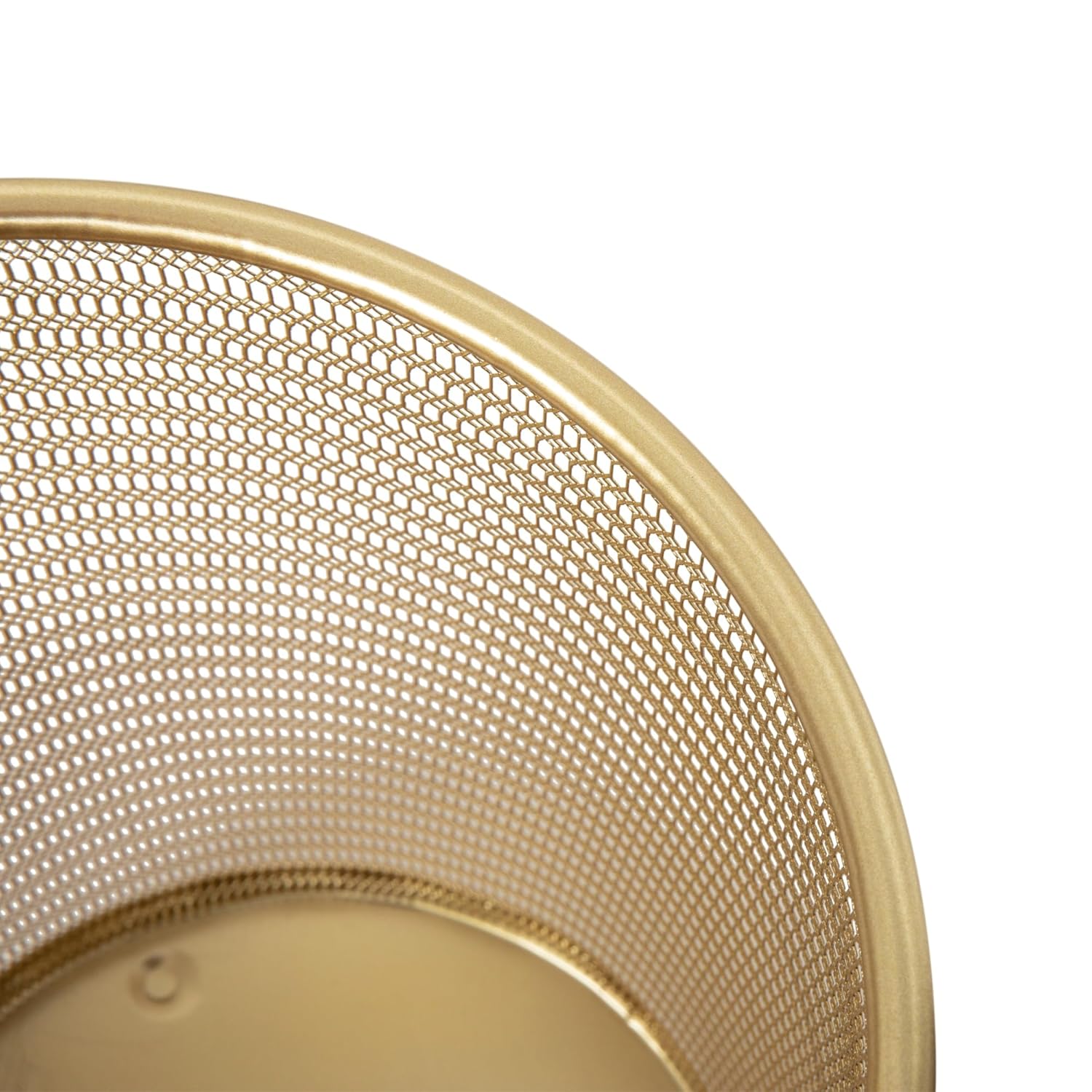 Martha Stewart Ryder Mesh Metal Trash Can, 4.5 Gallon, Gold