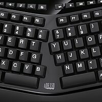 AKB-450UB - Ergonomic Keyboard with Built-in Touchpad, Wired, Multimedia Hotkeys, Split Keys Design