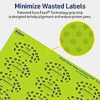 Avery Printable Oval Labels, Sure Feed Technology, 1" x 2", Bright Green, Print-to-The-Edge, 240 Total