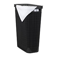 MIND READER Slim Laundry Hamper with Lid, 40L Linen Design Plastic