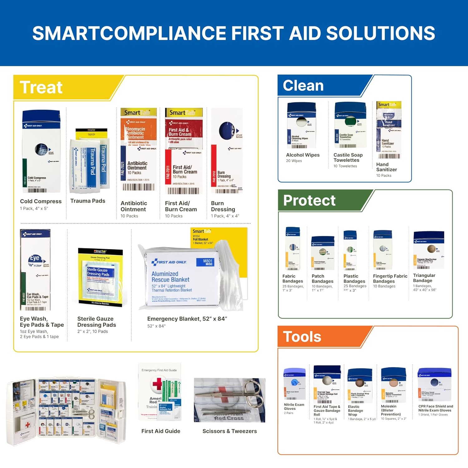 First Aid Only 90580 50-Person SmartCompliance OSHA First Aid Cabinet for Businesses