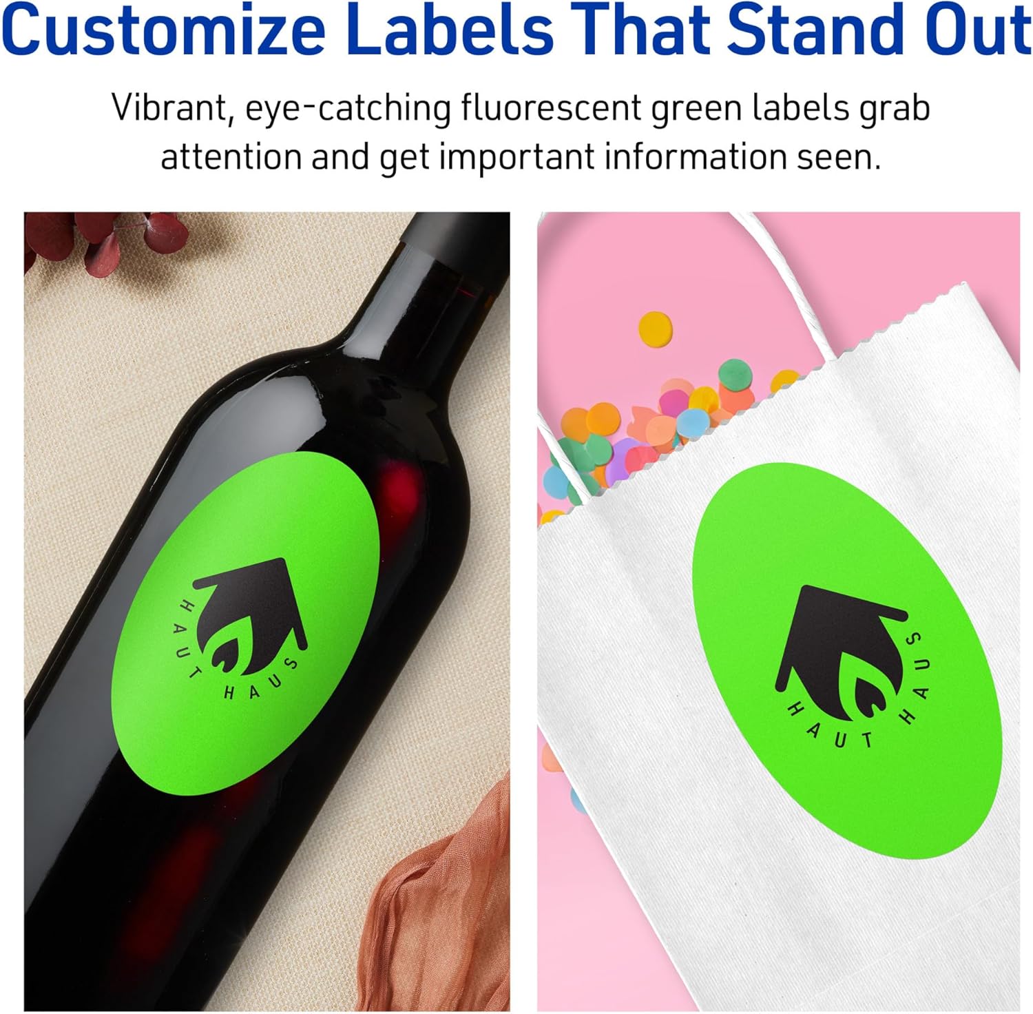 AVERY Printable Oval Labels, Sure Feed Technology, 4 x 6, Neon Green, Print-to-The-Edge, Laser/Inkjet
