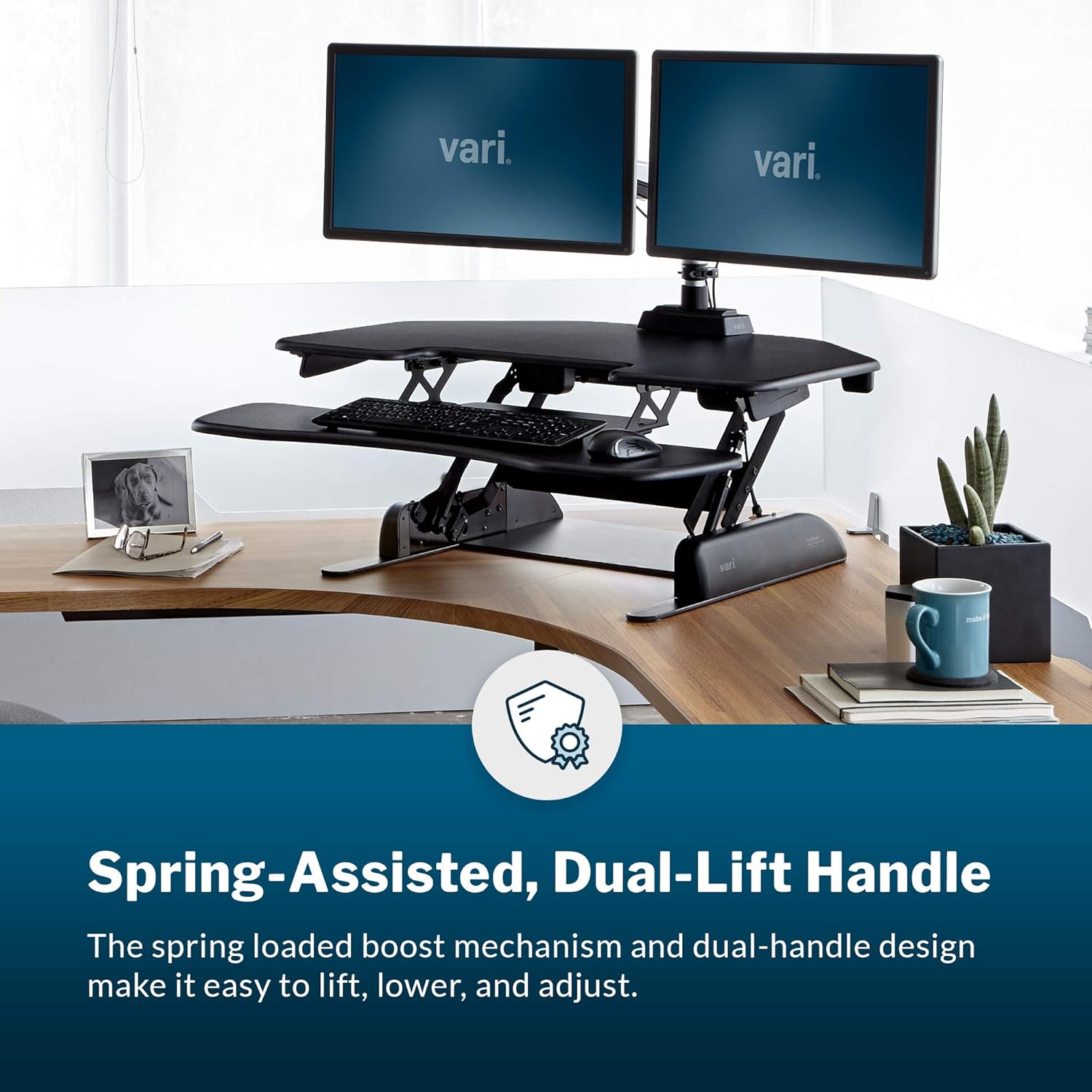Vari - VariDesk Cube Corner 36 - Cubicle Standing Desk Converter for Dual Monitors