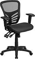Flash Furniture Nicholas Mid-Back Transparent Black Mesh Multifunction Executive Swivel Ergonomic Office Chair