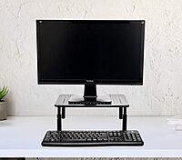 MIND READER Monitor Stand, Height Adjustable, Ventilated Laptop Riser, Metal, 14.5" L x 9.25" W x 4-5.5" H