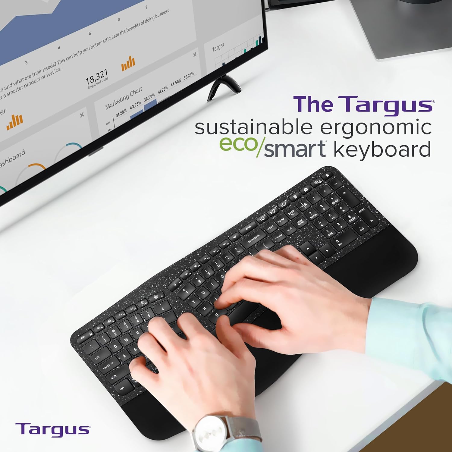 Targus Full-Size Sustainable EcoSmart Bluetooth Keyboard