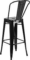 Flash Furniture Commercial Grade 30" High Black Metal Indoor-Outdoor Barstool with Removable Back Black Set of 1