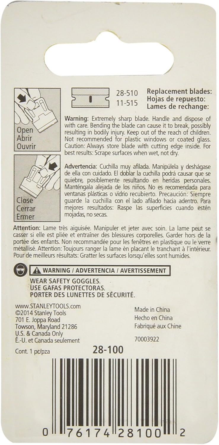 Stanley 28-100 1-3/16" inch High Visibility Mini-Razor Blade Scraper