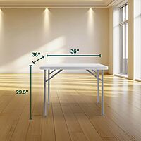 National Public Seating 36" x 36" Square Plastic Folding Table - Adjustable, Heavy-Duty, Portable