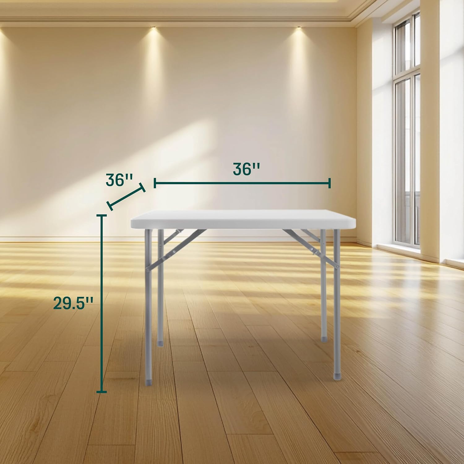 National Public Seating 36" x 36" Square Plastic Folding Table - Adjustable, Heavy-Duty, Portable