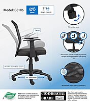 Boss Office Products Budget Mesh Task Chair with Arms in Black With T-Arms