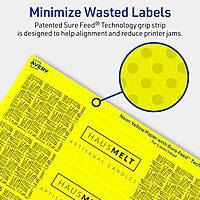 AVERY Printable Rectangle Labels, Sure Feed Technology, 1-3/4" x 7-3/4", Neon Yellow, Print-to-The-Edge