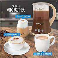 Nostalgia 32 Oz Frother and Hot Chocolate Maker, Warm or Cold Milk Foam, Includes Cocoa Bomb Mold, for Coffees, Lattes