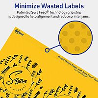 Avery Printable Round Labels, Sure Feed Technology, 3.5" Diameter, Bright Yellow Labels, Print-to-The-Edge