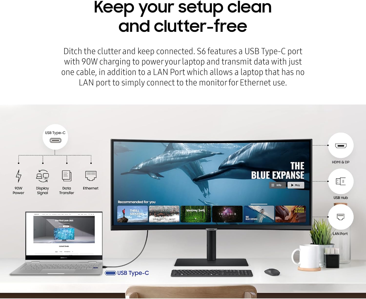 SAMSUNG Viewfinity S65UA Series 34-Inch Ultrawide QHD Curved Monitor, 100Hz, USB-C, HDR10 (1 Billion Colors)