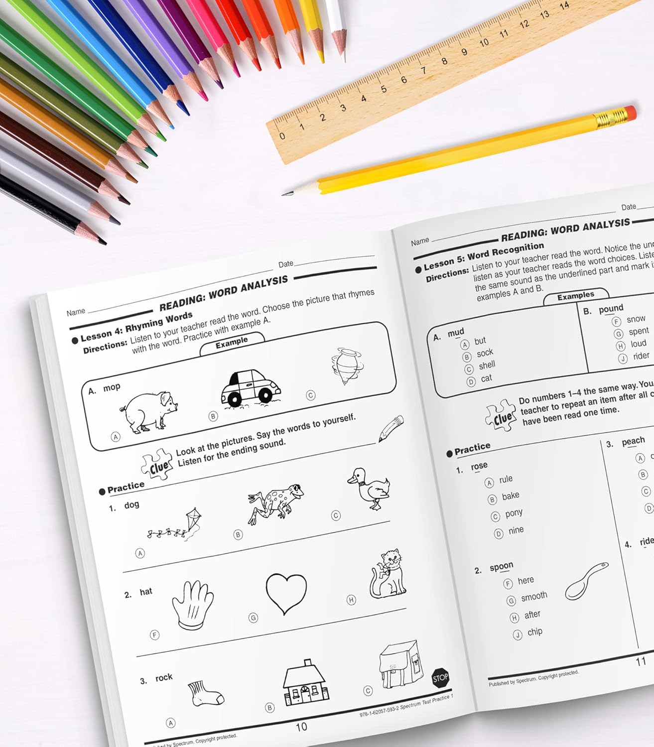 Spectrum Grade 1 Test Practice Workbooks, Ages 6 to 7, 1st Grade Test Practice Workbook, Math, Language Arts