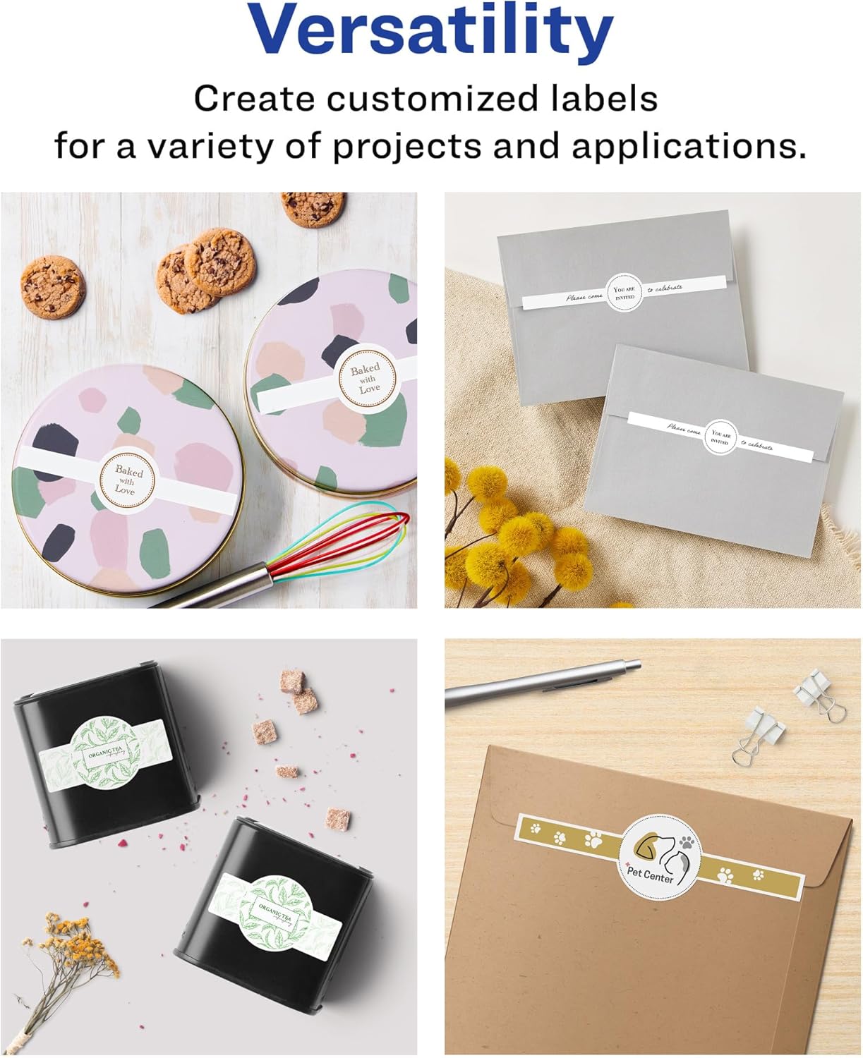 Avery Matte White Removable Wraparound Band Labels, Sure Feed Technology, 2-3/8" x 8", Cigar Band Labels