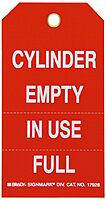 Brady 17928 3" Width x 5-3/4" Height, B-851 Economy Polyester, White on Red Cylinder Status Tag, Front and Back Legend "Cylinder Empty In Use Full" (Pack of 10)