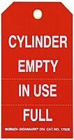 Brady 17928 3" Width x 5-3/4" Height, B-851 Economy Polyester, White on Red Cylinder Status Tag, Front and Back Legend "Cylinder Empty In Use Full" (Pack of 10)