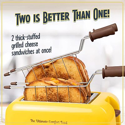 NOSTALGIA Grilled Cheese Sandwich Toaster with Easy-Clean Toasting Baskets and Adjustable Toasting Dial