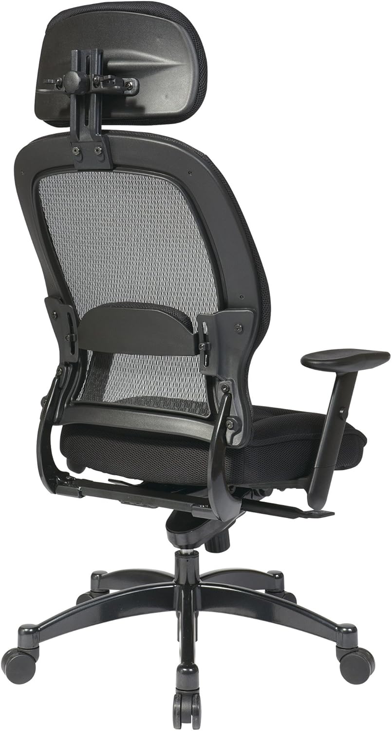 Office Star Professional Air Grid Mesh High-Back Office Chair With Headrest, Black