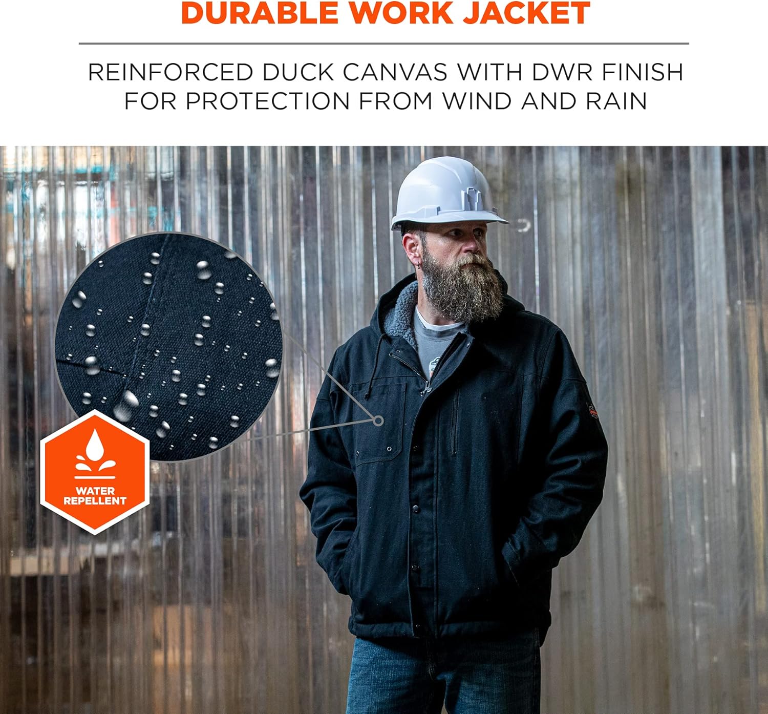 Ergodyne N-Ferno 6468 Heavy-Duck Canvas Work Jacket, Sherpa Lined