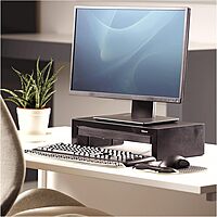 Fellowes Designer Suites Monitor Riser, 8038101 — Height-Adjustable, Storage Tray