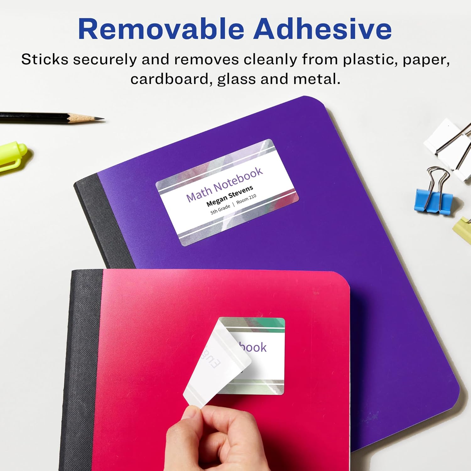 Avery Matte White Removable Rectangle Labels, Sure Feed Technology, Print-to-The-Edge, 2" x 3", Laser/Inkjet Printable