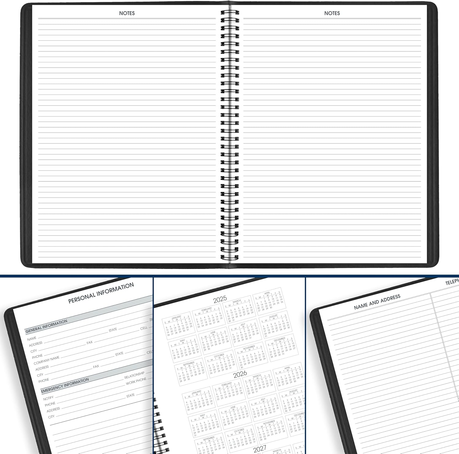 AT-A-GLANCE 2026 Appointment Book Planner, Weekly, 8-1/4" x 11", Large, Black (709500526) 2026 New Edition Black
