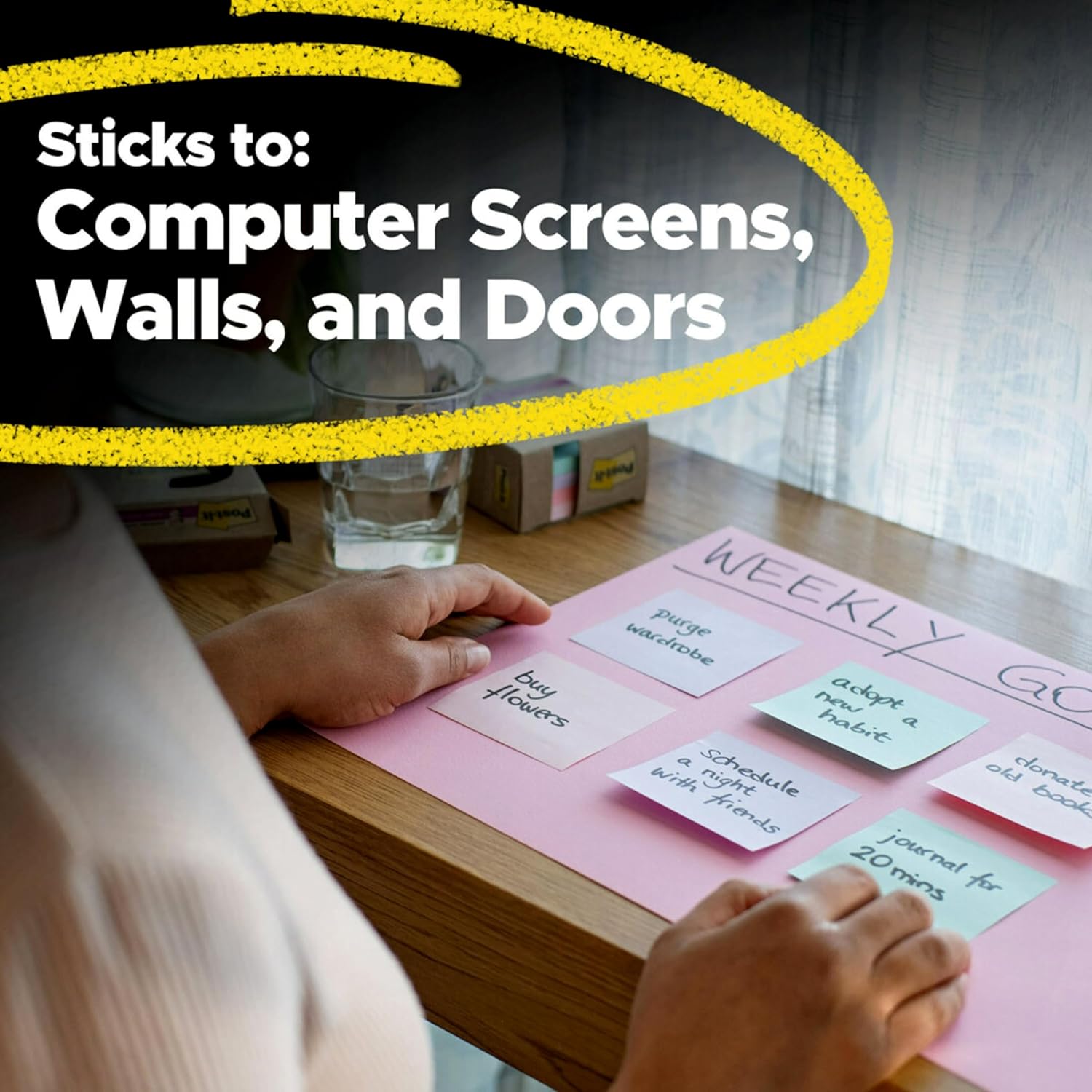 Post-it 100% Recycled Paper Super Sticky Notes, 3 in. x 3 in., 24 Pads/Pack, 70 Sheets/Pad