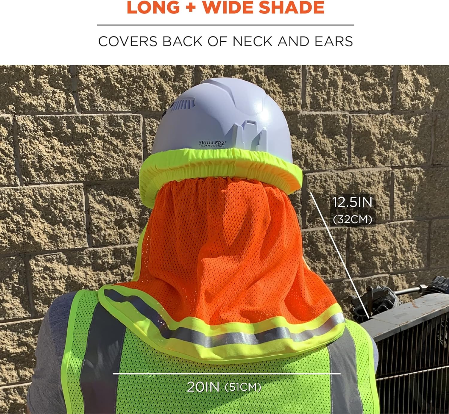Ergodyne GloWear 8005 High Visibility Reflective Mesh Hard Hat Neck Shade, Orange
