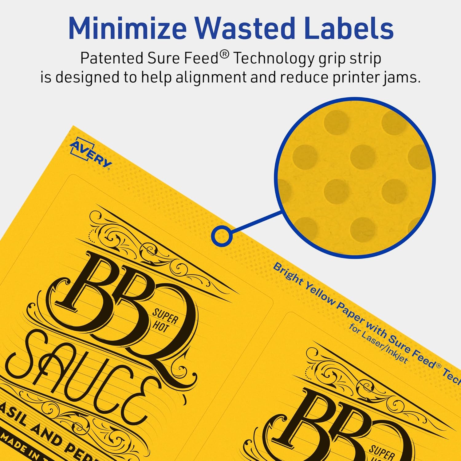 AVERY Printable Rectangle Labels, Sure Feed Technology, 4-3/4" x 3-3/4", Bright Yellow, Print-to-the-Edge