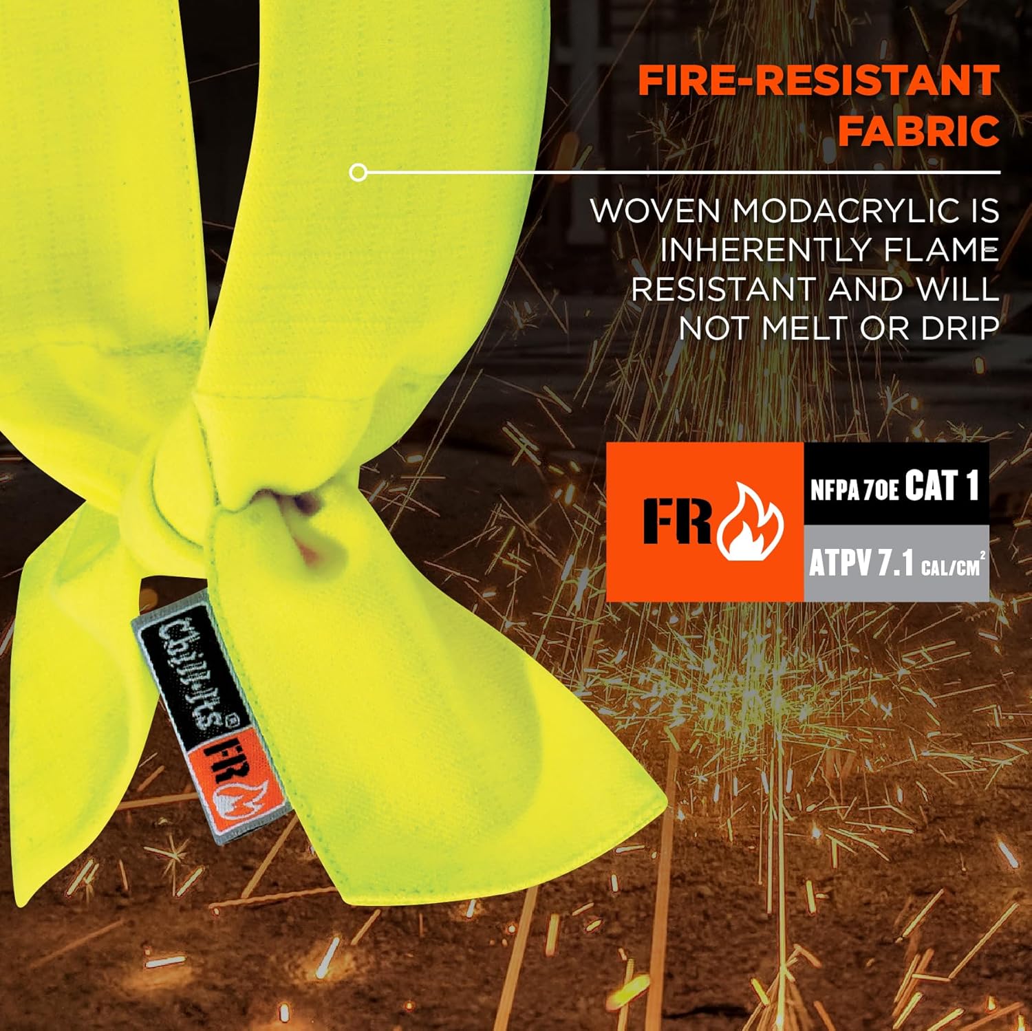 ERGODYNE Chill-Its 6700FR Evaporative FR Cooling Bandana, Tie Closure
