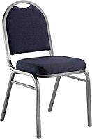 National Public Seating 9200 Series: Dome-Back Premium Fabric Upholstered Banquet Stack Chair, Midnight Blue Seat/Silvervein Frame, Set Of 2